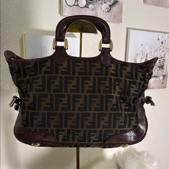 Fendi Brown and Black FF Logo Tote - Picture 1 of 6